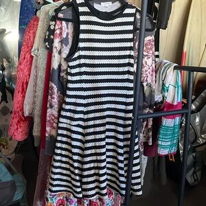 Navy And White Striped Skater Dress